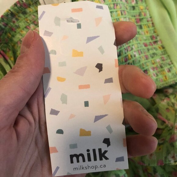 Milk Shop Lime Green Floral Spaghetti Strap Babydoll Summer Top Small - Picture 6 of 13